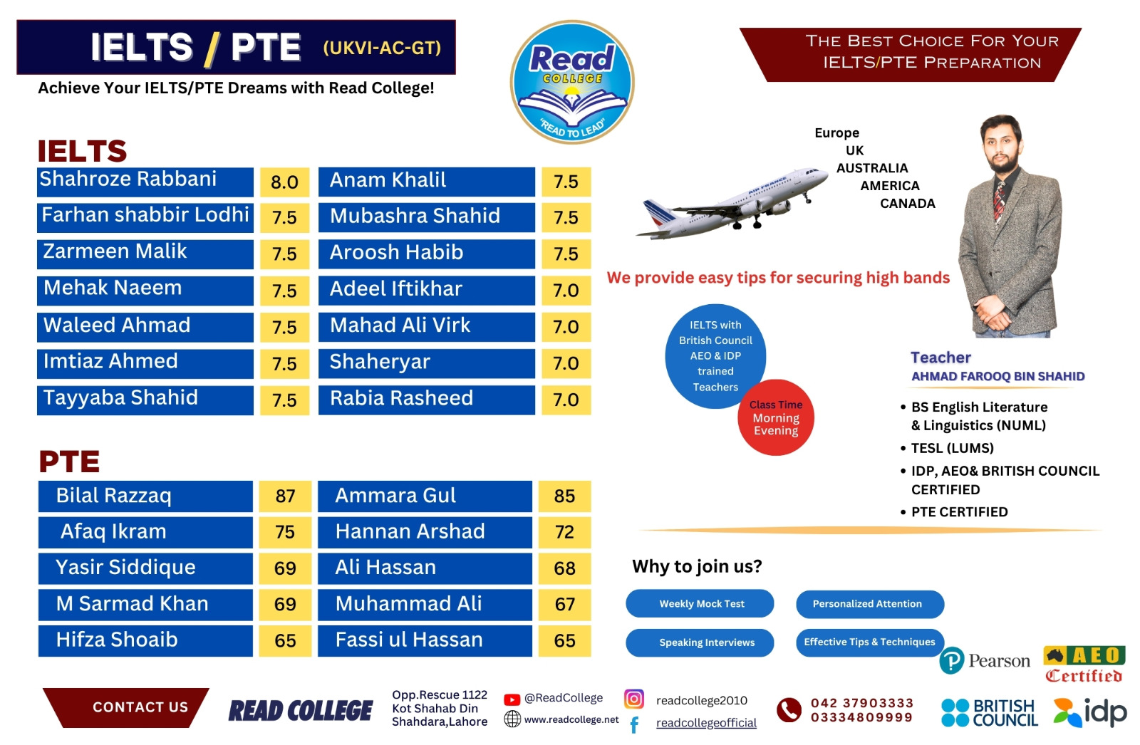 IELTS PTE High Scorers Board